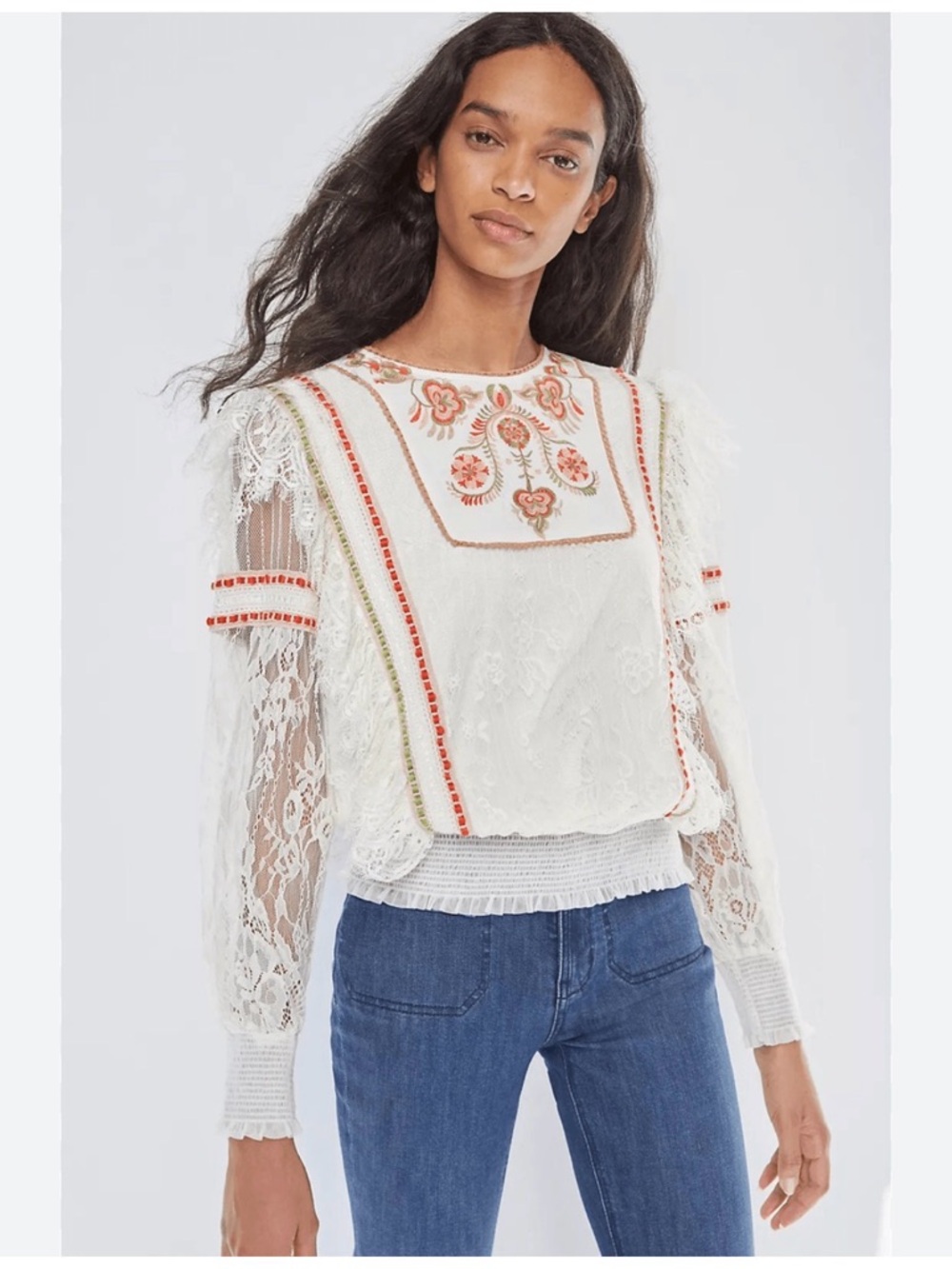 Anthropologie Bl-nk London Tali Lace Embroidered Top XS